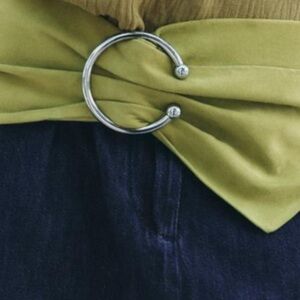 Zara suede spring green belt with silver buckle